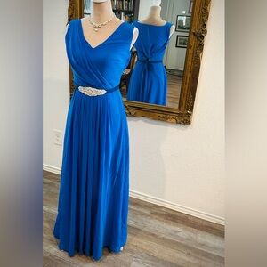 Lauren Ralph Lauren Jewel Tone Blue Evening Gown Prom Wedding Guest Bridesmaid